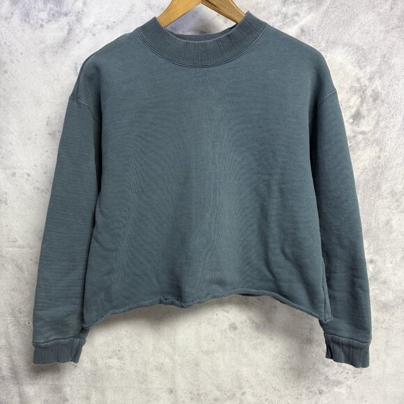 Levi's Sportswear LVC Sweatshirt Medium 20.5x19.5 Blue Cropped Mock Neck - Picture 1 of 10